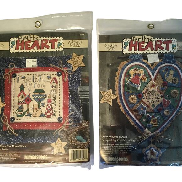 NIP Vintage Dimensons From the Heart appliqué wall hanging pillow complete kit - Picture 1 of 2